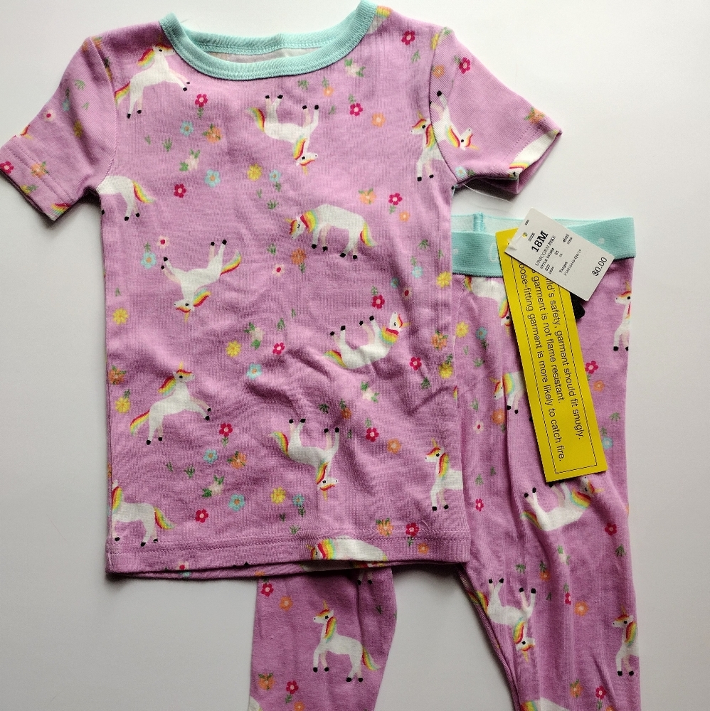 New Cat & Jack 18M Unicorn Pajamas Set - Picture 2 of 4